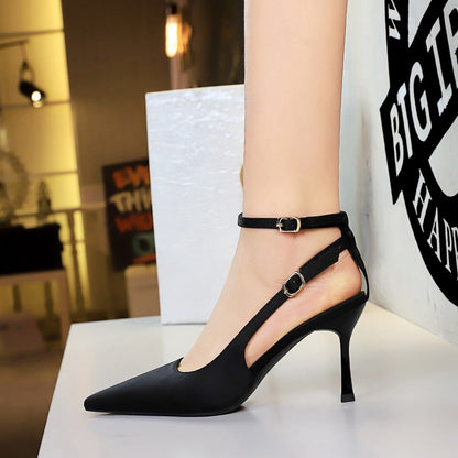 Satin Stiletto Heels Pointed Toe