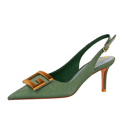 Metal Square Buckle Pumps