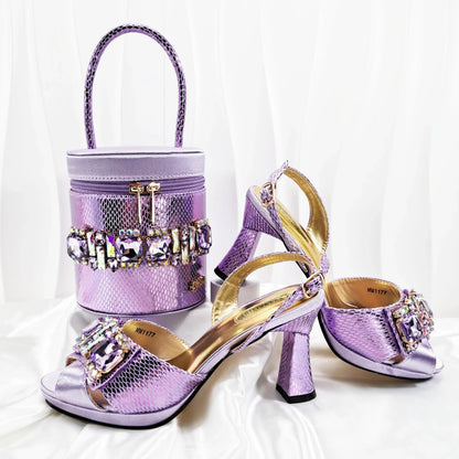 Jeweled buckle Sling Back With Matching Bag Set