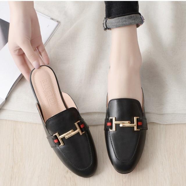 Pointed Toe Loafers Slides