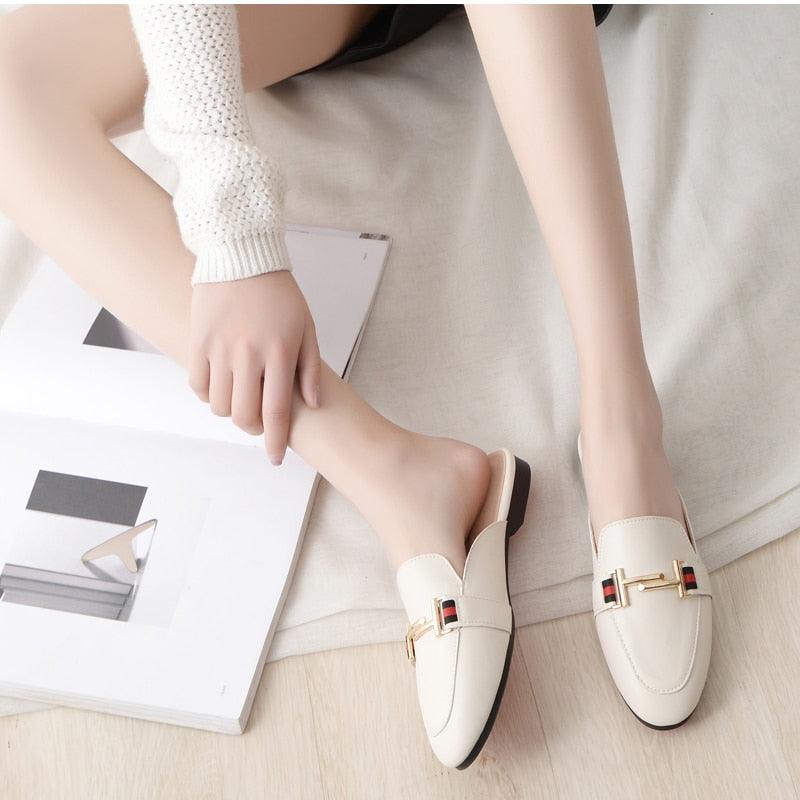 Pointed Toe Loafers Slides