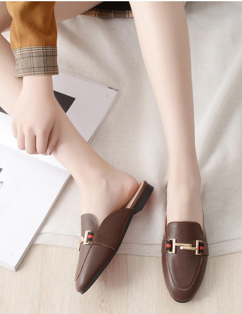 Pointed Toe Loafers Slides