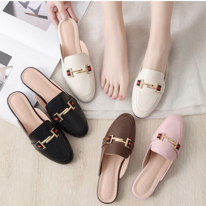 Pointed Toe Loafers Slides