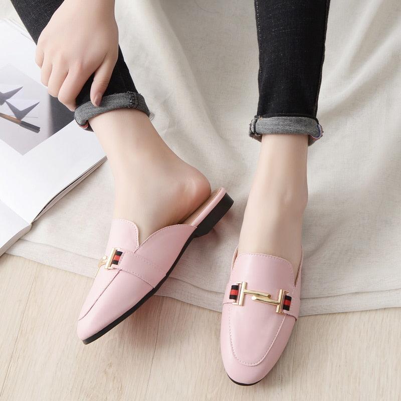 Pointed Toe Loafers Slides