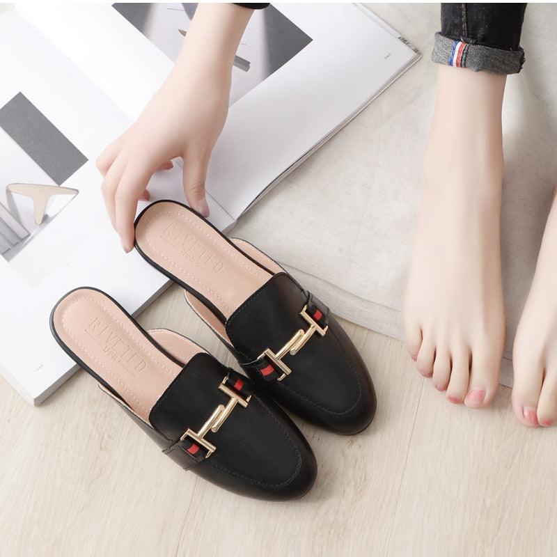 Pointed Toe Loafers Slides