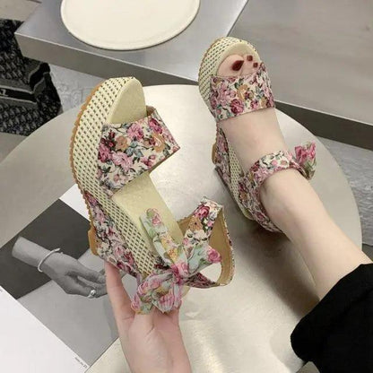 Wood High Heels Wedge Sandals
