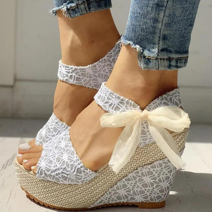 Wood High Heels Wedge Sandals