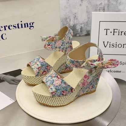 Wood High Heels Wedge Sandals