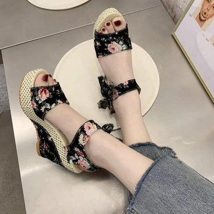 Wood High Heels Wedge Sandals