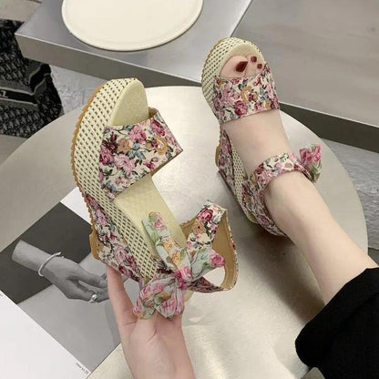 Wood High Heels Wedge Sandals