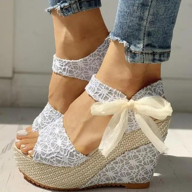 Wood High Heels Wedge Sandals