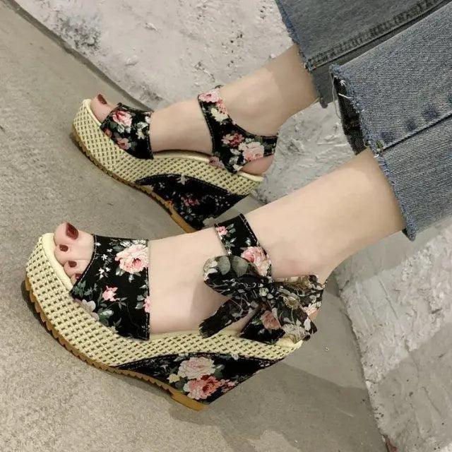 Wood High Heels Wedge Sandals