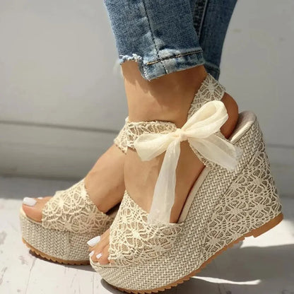 Wood High Heels Wedge Sandals