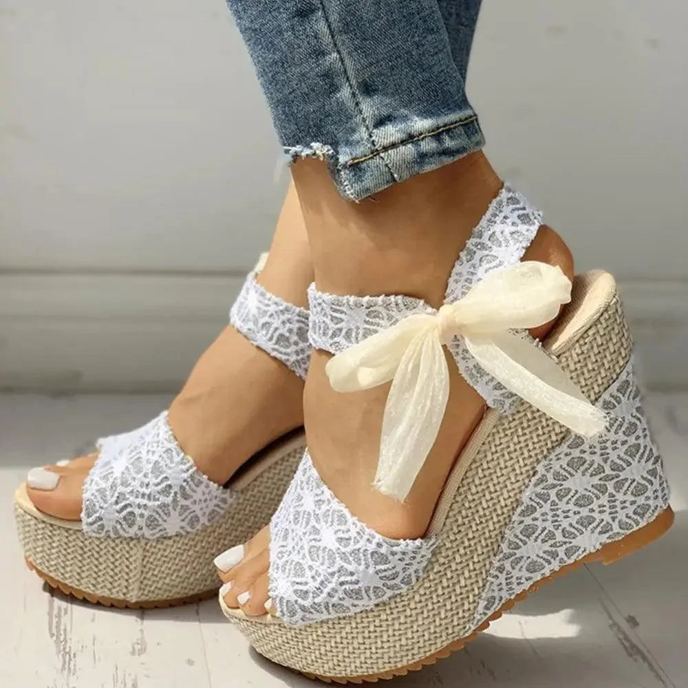 Wood High Heels Wedge Sandals