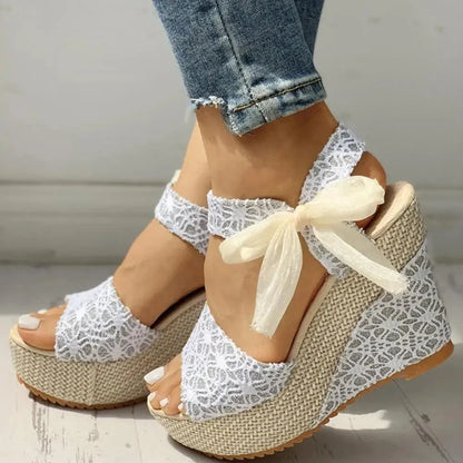 Wood High Heels Wedge Sandals