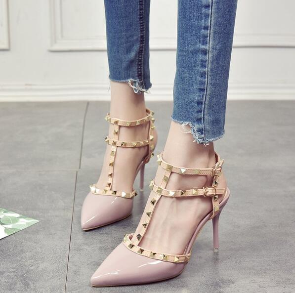 Valentinian Closed Toe Pointy Heels With Adjustable Strap