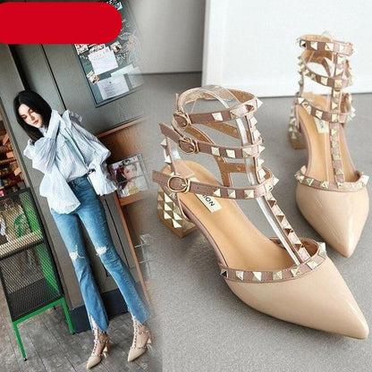 Valentinian Closed Toe Pointy Heels With Adjustable Strap