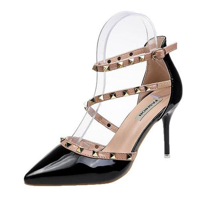 Valentinian Closed Toe Pointy Heels With Adjustable Strap