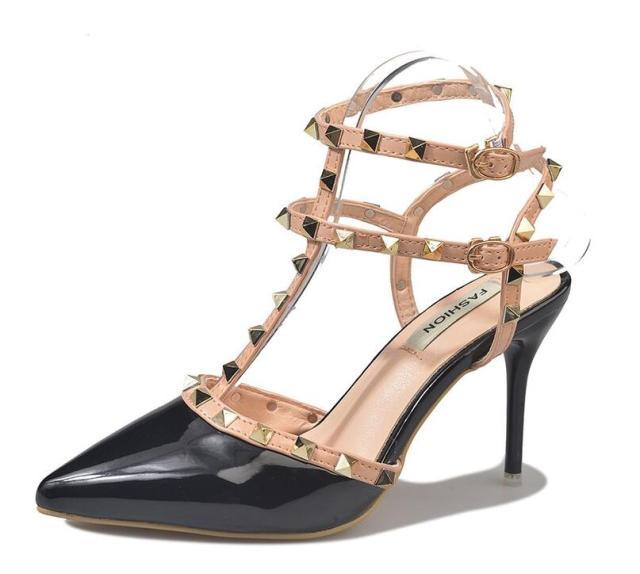 Valentinian Closed Toe Pointy Heels With Adjustable Strap