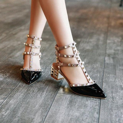 Valentinian Closed Toe Pointy Heels With Adjustable Strap