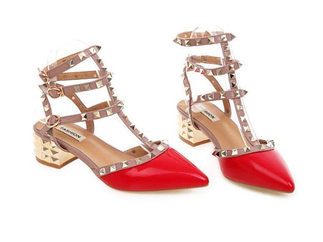 Valentinian Closed Toe Pointy Heels With Adjustable Strap